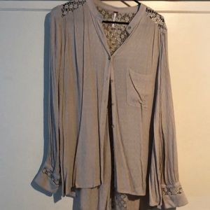 Free People Button Up shirt with lace detail